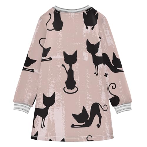 Cute Cats Girls Dresses Long Sleeve Sweatshirt Dress for Girls Winter Toddler Casual A Line Dresses Size 2-8T2