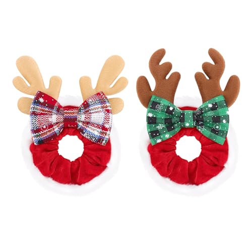 YanJie Christmas Scrunchies Velvet Headband Santa Reindeer Scrunchy Hair Ties Velvet Hair Band Ponytail Holder Women Christmas Hair Accessories Girls