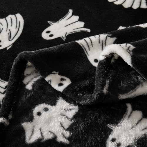 Image of BEDELITE Ghost Halloween Throw Blanket Decor & Gift, Black, 50 inchx60 inch