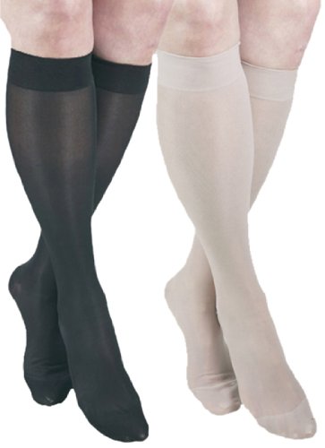 GABRIALLA Sheer Graduated Compression Knee High Stockings 2 Pack (20-22 mmHg) H-160: X-Large Black Nude