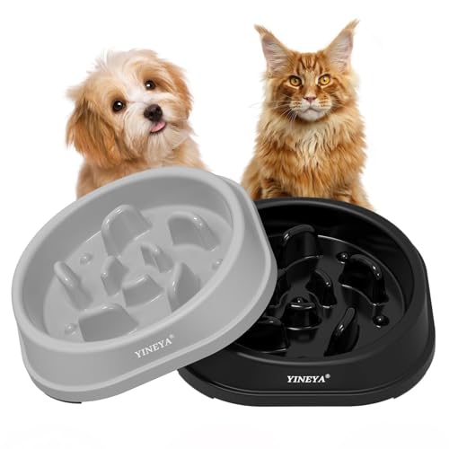 YINEYA 2 Stück Hundenapf Set, 1 Cups Anti Schling Napf Katze, Labyrinth Antischlingnapf Katze Schlingnapf Hunde, Futternapf und Fressnapf Anti...