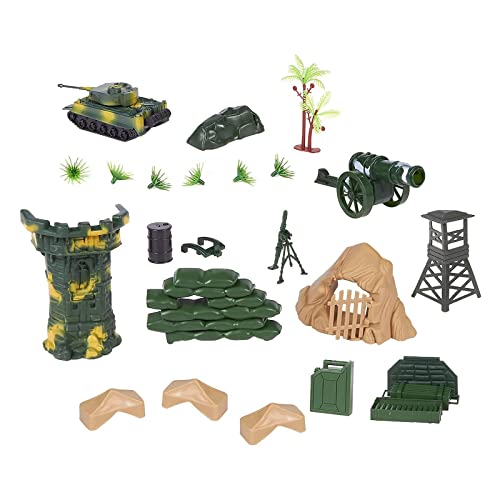 100-Pieces Of Toy Army Men Action Figures For Boys In 2 Colors, War Soldiers Toys Playset With 2 Flags And Forts, Vehicles, Barricades, And Battlefield Accessories #TOP1