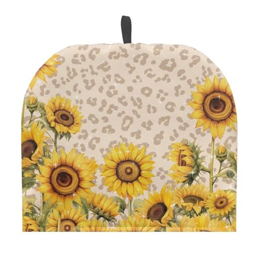 Goronwyfloyd Leopard and Sunflower Tea Cozy Decorative Accessories Cavcas Tea Kettle Quilt for Kitchen Table Hotel Durable and Sturdy