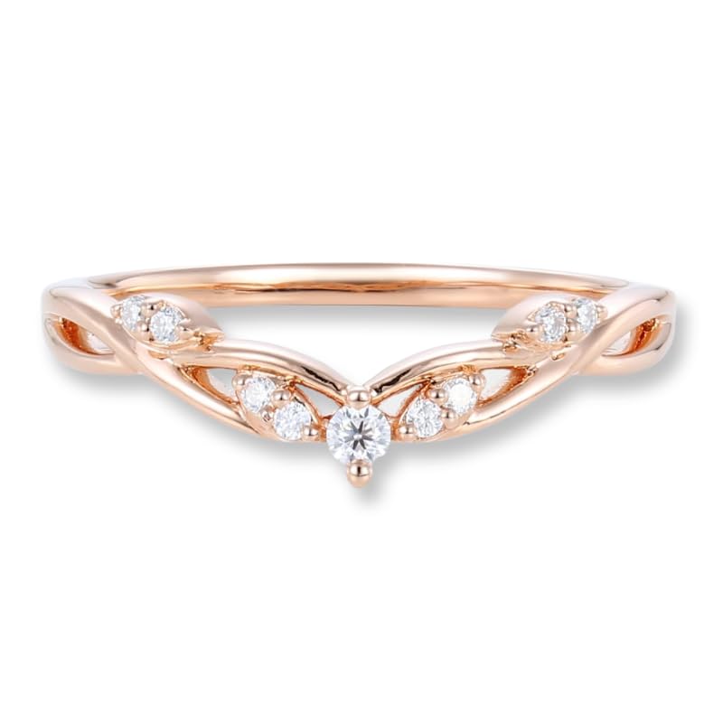 Curved Wedding Band for Women Vintage Stacking Rings Moissanite Wedding Ring Band 925 Sterling Silver 10K 14K 18K Solid Gold (D Color VVS1 Clarity)