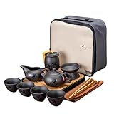 QUXVUIS Elegante juego de tetera portátil de arcilla morada para amantes del té On Go Original Mineral Sand Container tiene un cuerpo elegante, El contenido es felicidad