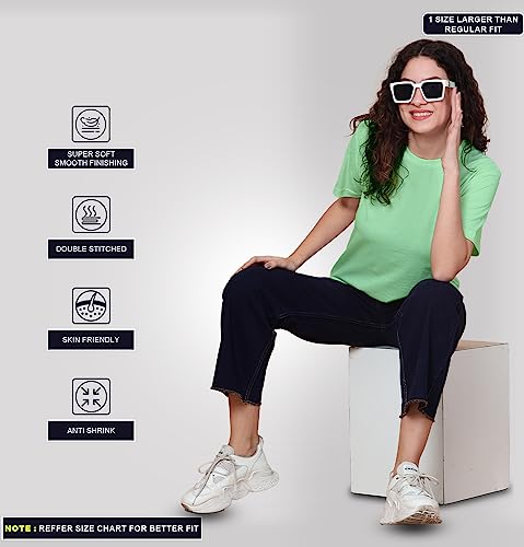 Image of Sleepynuts Women Boyfriend Plain Round Neck Half Sleeve T-Shirt