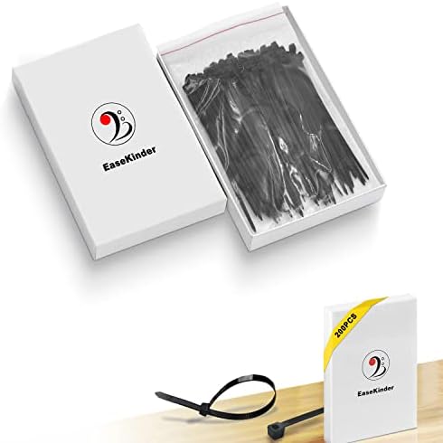 200-Pack 6-Inch Nylon Zip Ties - Black Self-Locking Cable Ties