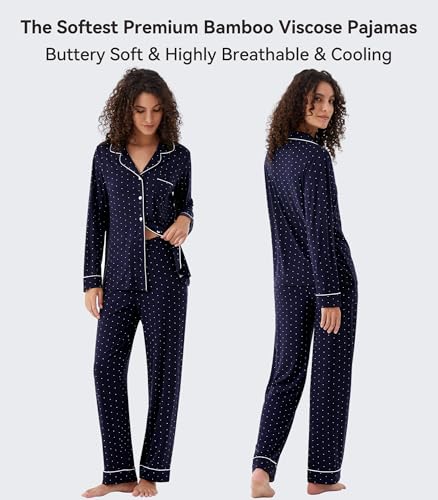 Image of WiWi Viscose from Bamboo Women's Pajamas Set Super Soft Button Down Top and Pants Sleepwear Cooling Pjs S-3X