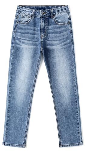 KIDSCOOL SPACE Girl Slim Jeans,5-14T Straight Fit Simple Desgin Denim Pants