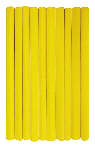 Interdruk - Rollos de papel crepé para niños, bricolaje y decoraciones - Paquete de 10 rollos (50 cm x 200 cm, 28 g/m2) - 04 Amarillo