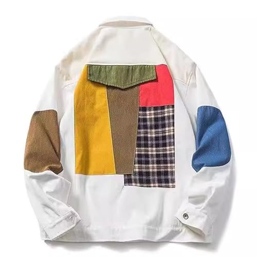 Men’s Contrast Color Loose Denim Jacket Classic Comfy Handsome Button Jean Jacket Spring High Street Denim Outerwear4