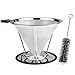 Vicloon Filtri Permanenti per Caffè, Riutilizzabile Filtro Caffe/Filtro Caffettiera, Base in Silicone Antiscivolo Filtro da Caffè in Inox con Pennello Pulito