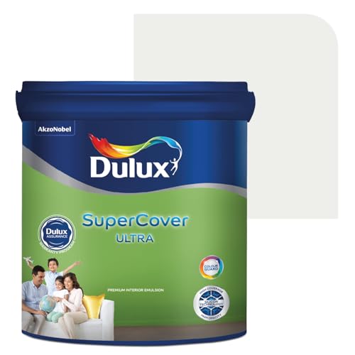 Image of Dulux SuperCover Ultra - Premium Interior Emulsion Paint For Walls and Ceilings | Smooth Matte Finish | Durable, Long-Lasting Paint with Extra Coverage, Off White (1L, White on White, 4 Years Warranty)