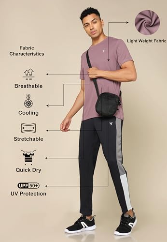 Image of TECHNOSPORT Men's Slim Fit Polyester Activewear Sports T-Shirt with Moisture-Wicking Comfort for Workout, Running & Gym