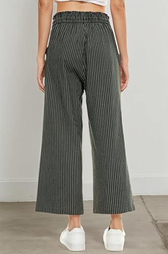 LNX Womens Linen Capri Pants Wide Leg High Waisted Drawstring Casual Cropped Pants with Pockets — view 2