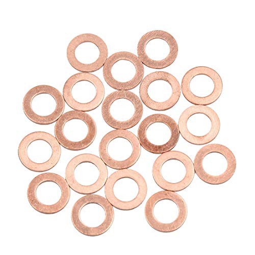 sourcing map 20 Stücke Flache Unterlegscheiben Kupfer Scheiben 9mm Innendurchmesser Dichtungsringe 9 x 16 x 1mm
