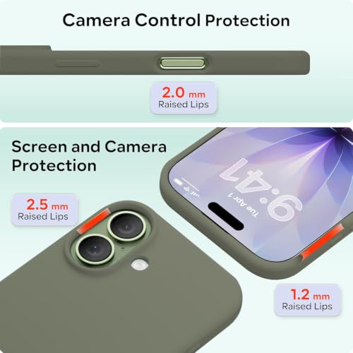 Image of DIZORO Compatible with iPhone 17 Case 6.3, Slim Liquid Silicone 3 Layers Full Covered Soft Gel Rubber Phone Cases Protective Back Cover 6.3 Inch - Olive