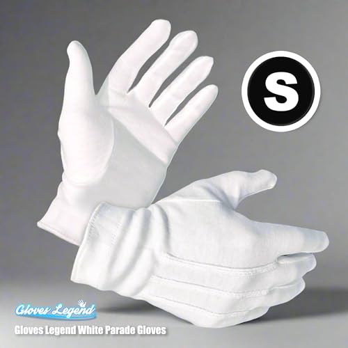 Image of White Cotton Parade Gloves for Marching Band, Parade, Cosplay Costume, and Formal Attire 100% Cotton S, M, XL