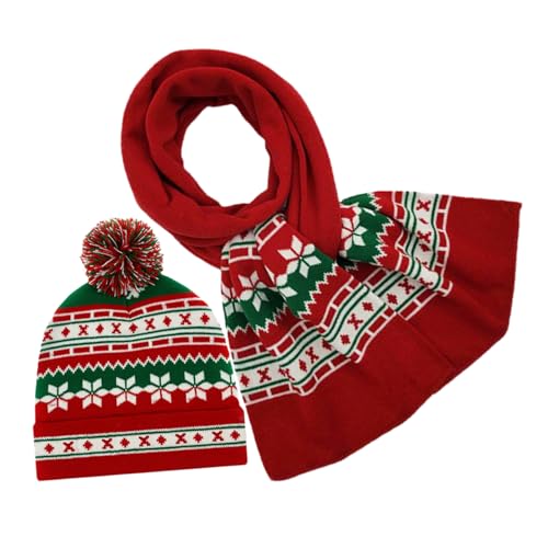 Gorro y bufanda de punto navideño infantil Healeved elástico y cálido
