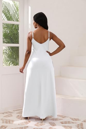 Image of vunahzma Womens Casual Fashion Sleeveless Plus Size Loose Long Sexy Maxi Dress with Pockets