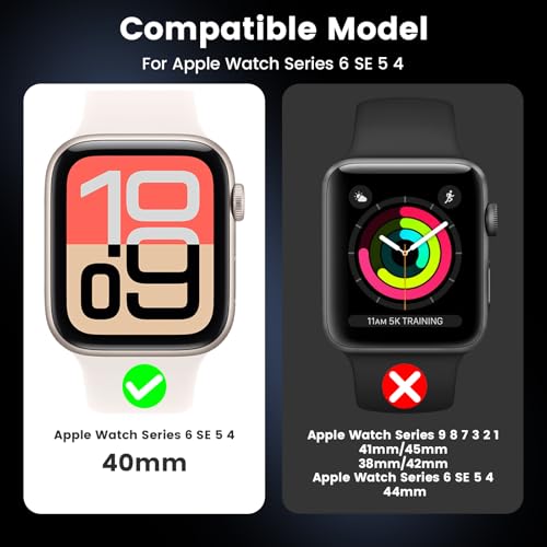 HWeggo [2 w 1] Wodoodporne etui ochronne na ekran Apple Watch 40 mm SE 3. / SE 2. generacji/SE/Series 6/5/4 akcesoria, 360 ochronna osłona PC ze szkła hartowanego, przedni i tylny zderzak (Starlight)