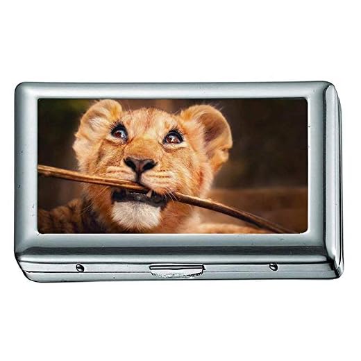 Estuche para Cigarrillos, León con Palo en la Boca d1 Estuche/Estuche para Cigarrillos, Estuche para Tarjetas de crédito para Mujeres Hombres