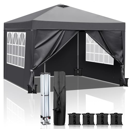 Bonnlo 3 x 3 m Folding Gazebo with 4 Bags, UPF 50+, Waterproof Ga...
