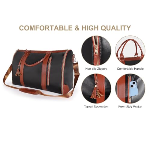 Suit Storage Bag PU Garment Bag Convertible Garment Duffle Bag with Shoes Garment Bags for Travel, Business(Black)3