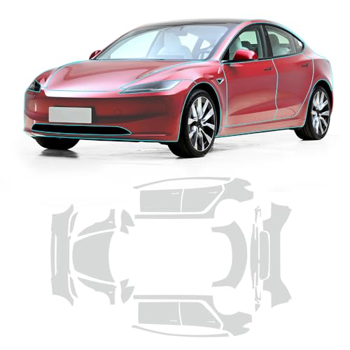 FDAIUN for Tesla Model 3 2024 Highland Entire Set PPF Gloss Clear Precut Car Paint Protective Film Invisible Self Adhesive TPU Rainproof Waterproof HD Film Scratch Protector Exterior Accessories
