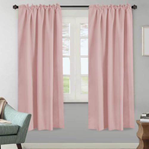 Image of H.VERSAILTEX Blackout Curtains Thermal Insulated Window Treatment Panels Room Darkening Blackout Drapes for Living Room Back Tab /Rod Pocket Bedroom Draperies (2 Panels, Baby Pink, 52 x 72 Inch)