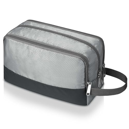 Bolsa de Higiene Pessoal Masculina Kit Dopp Pendurado Resistente à Água Bolsa de Barbear Pequena Bolsa de Higiene Pessoal para Viagens, Cinza
