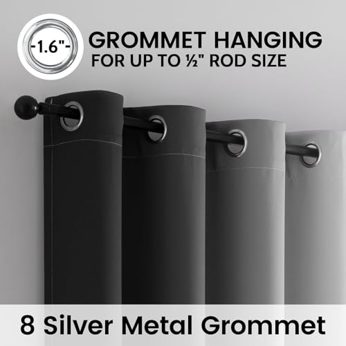 Image of SimpleHome 100% Blackout Ombre Bedroom Curtains Black and Greyish White,54L | Room Darkening Curtains,Thermal Insulated Grommet Window Drapes and Curtains for Living Room,2 Panels, 52x54 inches Length