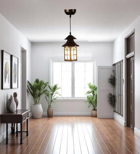 Image of GreyWings Copper Antique Hanging Light & Pendant Light for Home Iron & Glass Vintage Ceiling Lamp with Decorative,(Bulb is not Included) Pack of 2.