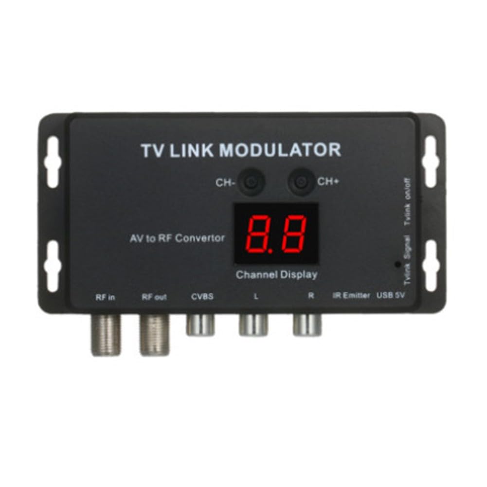 TM70 UHF TV Link Modulatore AV a RF Converter con display canale, uscita regolabile PAL/NTSC nero