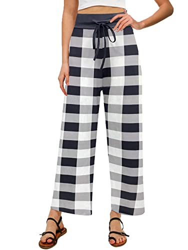 Image of NEWCOSPLAY Women's Comfy Pajama Pants Casual Drawstring Palazzo Lounge Wide Leg Pants