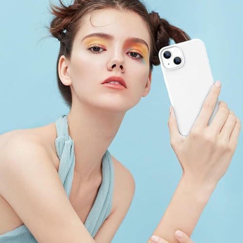 Image of DIZORO Microfiber Candy Case Compatible for iPhone 13 / iPhone 14 6.1 Inch Shockproof Slim Back Cover Liquid Silicone Case - White