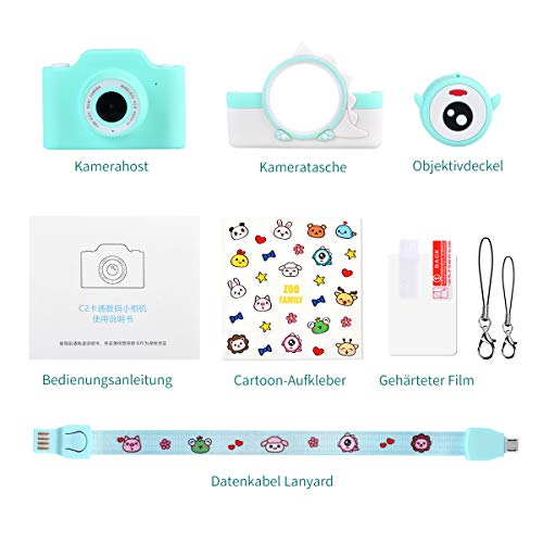 Funkprofi Kinderkamera WiFi 2 Objektive 24 MP HD 2.0" IPS-Bildschirm mit Aufklebern und Cartoon Schutzhülle Digitalkamera für Kinder als Geschenk (Blau) – Bild 8