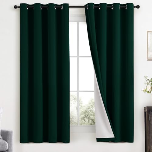 Yakamok 100% Blackout Curtains 52x63 inch Long Pine Tree Green-Bedroom