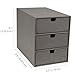 Bigso Box of Sweden Ingrid 3-Drawer Canvas Fiberboard Desk Organizer for Office Supplies and Accessories - Stackable Makeup Drawer Organizer - 6.3in x 9.9in x 8.1in - Grey