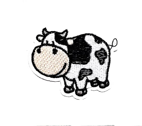 Cow Bovine Moo Livestock Bull Ox Oxen Farm Animal Cartoon Patch Sew Iron On Embroidered Applique Craft Handmade Baby Kid Girl Women Cloths Diy Costume Accessories #TOP8