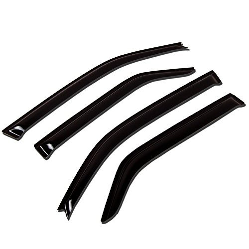 Tuningpros WV-258 Outside Mount Window Visor Deflector Rain Guard Dark Smoke 4-pc Set, Compatible With 1996-2005 Hyundai Sonata