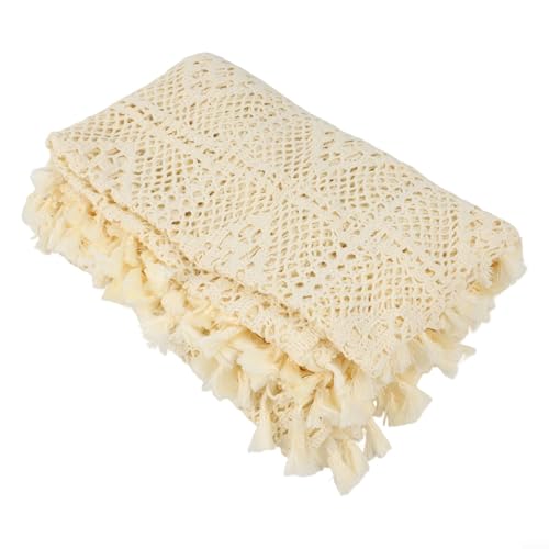 Glewi Elegante mantel de encaje blanco de 140 x 100 cm, cubierta de algodón de ganchillo vintage, bordado intrincado para el hogar, boda, fiesta, decoración de mesa (100 x 140 cm)