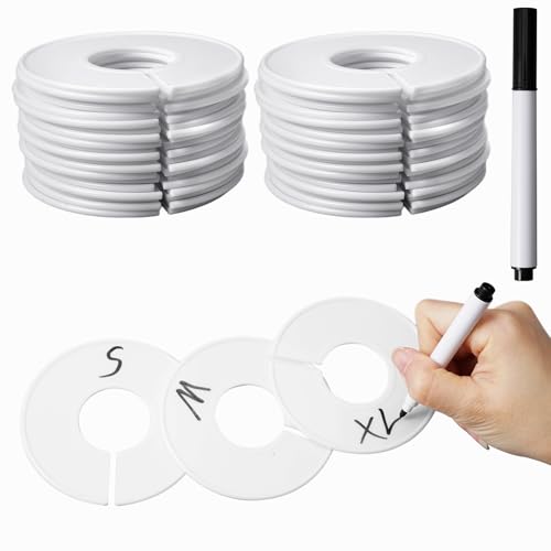 40 Pièces Séparateurs Ronds de Taille de Vêtements avec 1 stylo de marquage,9cm Séparateur de Taille de Vêtement,Séparateurs pour Bébé,Diviseurs de Cintres...