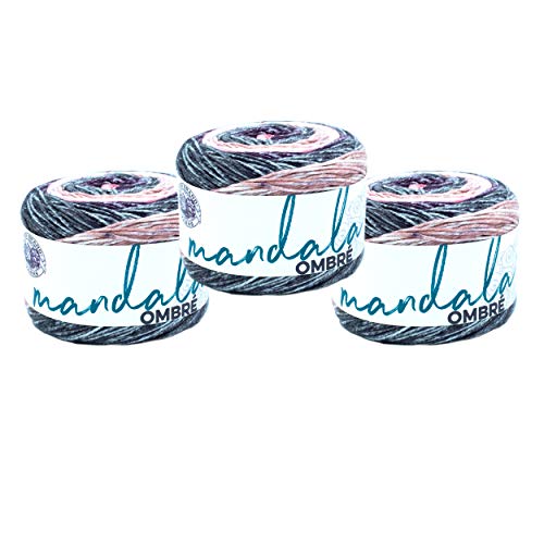 Image of Lion Brand Yarn, Mandala Ombre Variegated Yarn for Crocheting, Knitting, and Crafts, Felicity, 3 Pack, Soft, Acrylic Fiber for Cozy Blankets, Worsted Weight Sweaters and Colorful Shawls