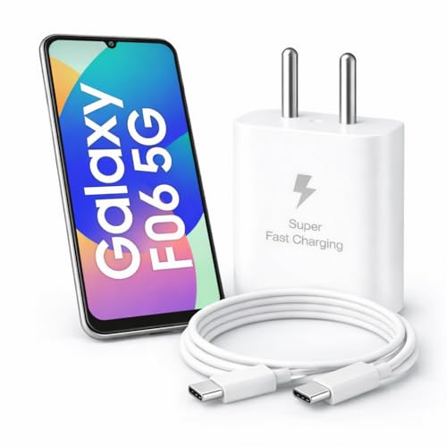 Image of 25W Charger for Samsung Galaxy F06 with Type-C to C Cable | Super Fast Charging PD Adapter for Galaxy S26 /S25 Ultra, S24 FE, M17e /A36 /A16, M15 /M17 /M55 5G, F17 /F70e /Z Fold & S /A /M /F /Z Series Phones
