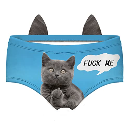 Image of JINKAIJIA Women's Flirty Sexy Funny Naughty 3D Printed Animal Tail Underwears Briefs Gifts With Cute Ears