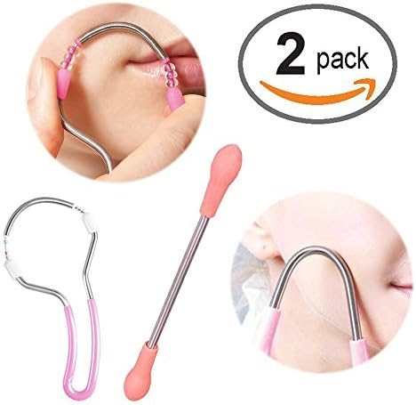 Facial Hair Remover Epilator Hair Removal Tools - Women Face Threading Beauty Stick Tool Stainless Steel - For Upper Lip Chin Cheeks Sideburns - No Waxing Tweezing Shaving Bleaching Laser 2 Pack
