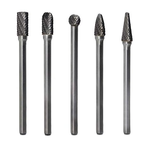 Carbide Burrs Set 5pcs JESTUOUS 1/4 Inch Shank Diameter Extended Long Double Cut edge Solid Tungsten Carbide Burr Rotery File for Die Grinder Bits Drilling