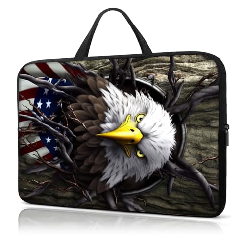 Funda para portátil 12 pulgadas con asa diseño águila americana miniatura 1