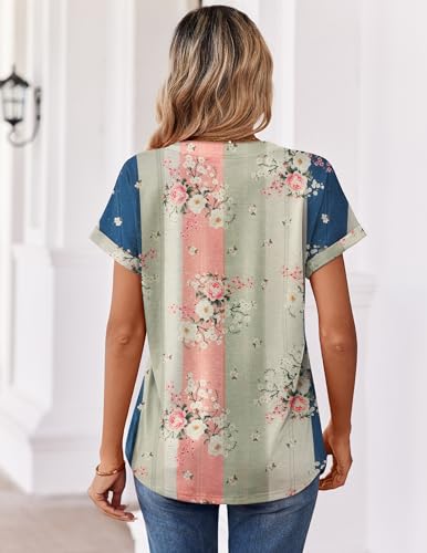 Image of Zeagoo Womens Tops Short Sleeve Summer V Neck Shirts Work Blouses Business Outfits Fashion Clothing